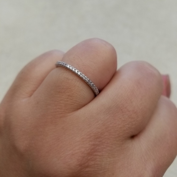 Sterling Eternity Pave Band - Picture 2 of 8